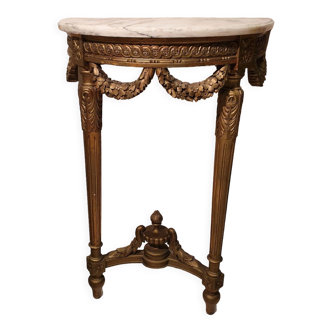 Louis XVI half-moon wood and marble console