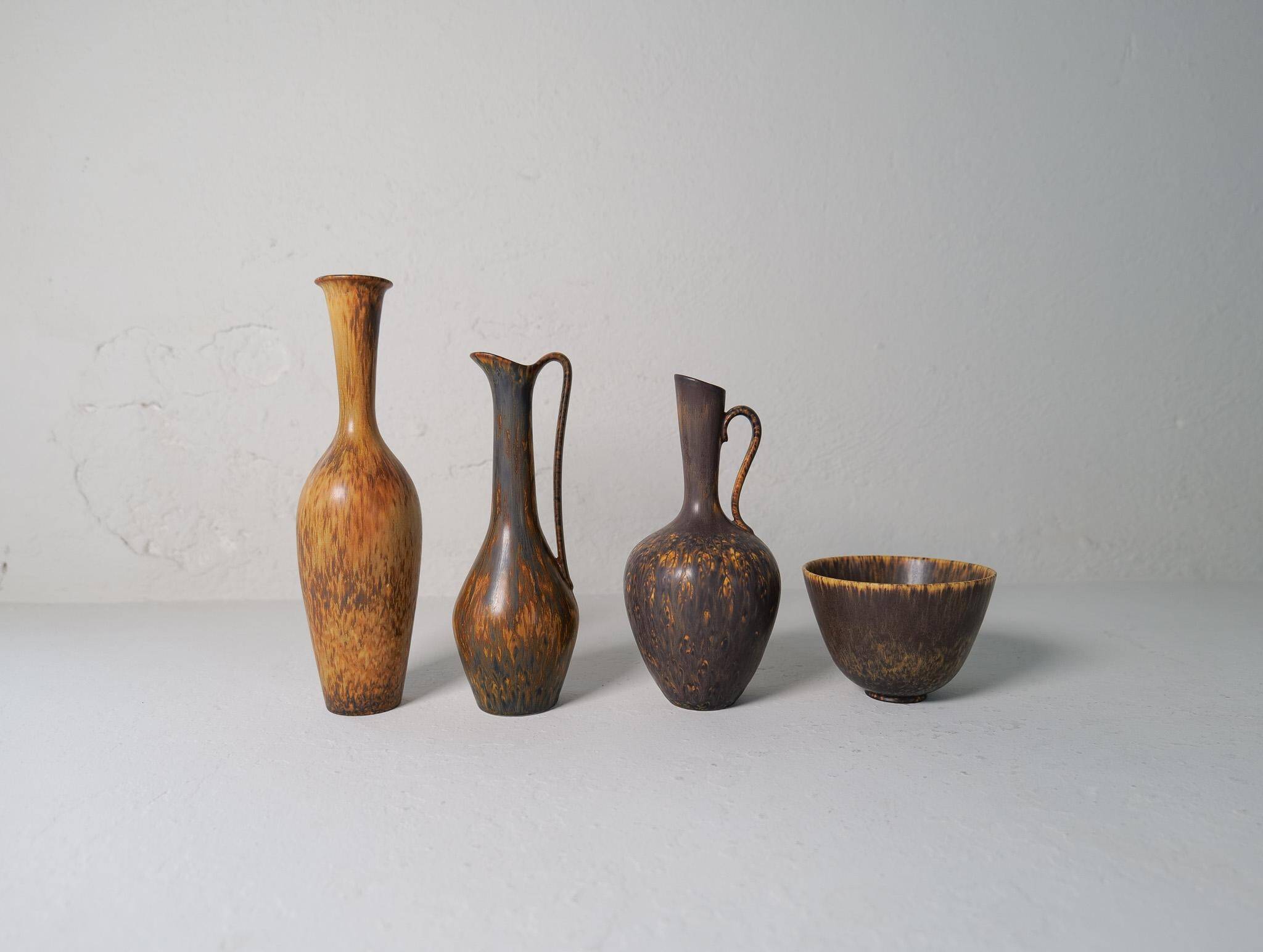 Collection of 4 Ceramic Vases by Gunnar Nylund Rörstrand Sweden, 1950s