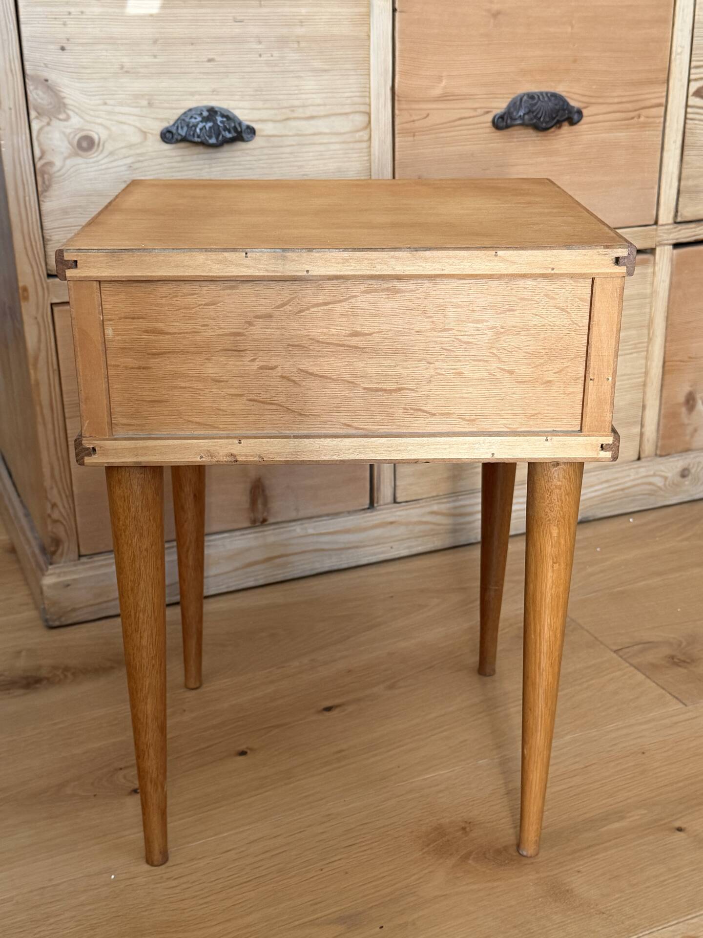 Vintage bedside table, solid oak, 1950s.