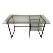 Large desk design in glass and black metal