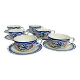 Ensemble 6 tasses et soucoupes Sarreguemines "Elorn"
