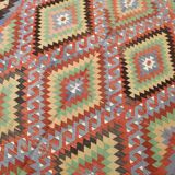 7x10 Multicolor Vintage Kilim Rug, Pattern Kilim Rug, 207x311 cm