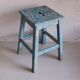 Blue patinated farm stool
