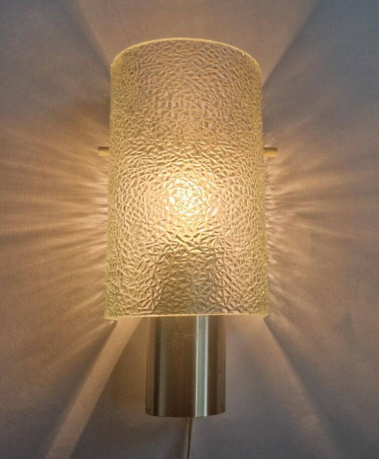 Midcentury Glass and Chrome Wall Lamp, Germany, 1970s
