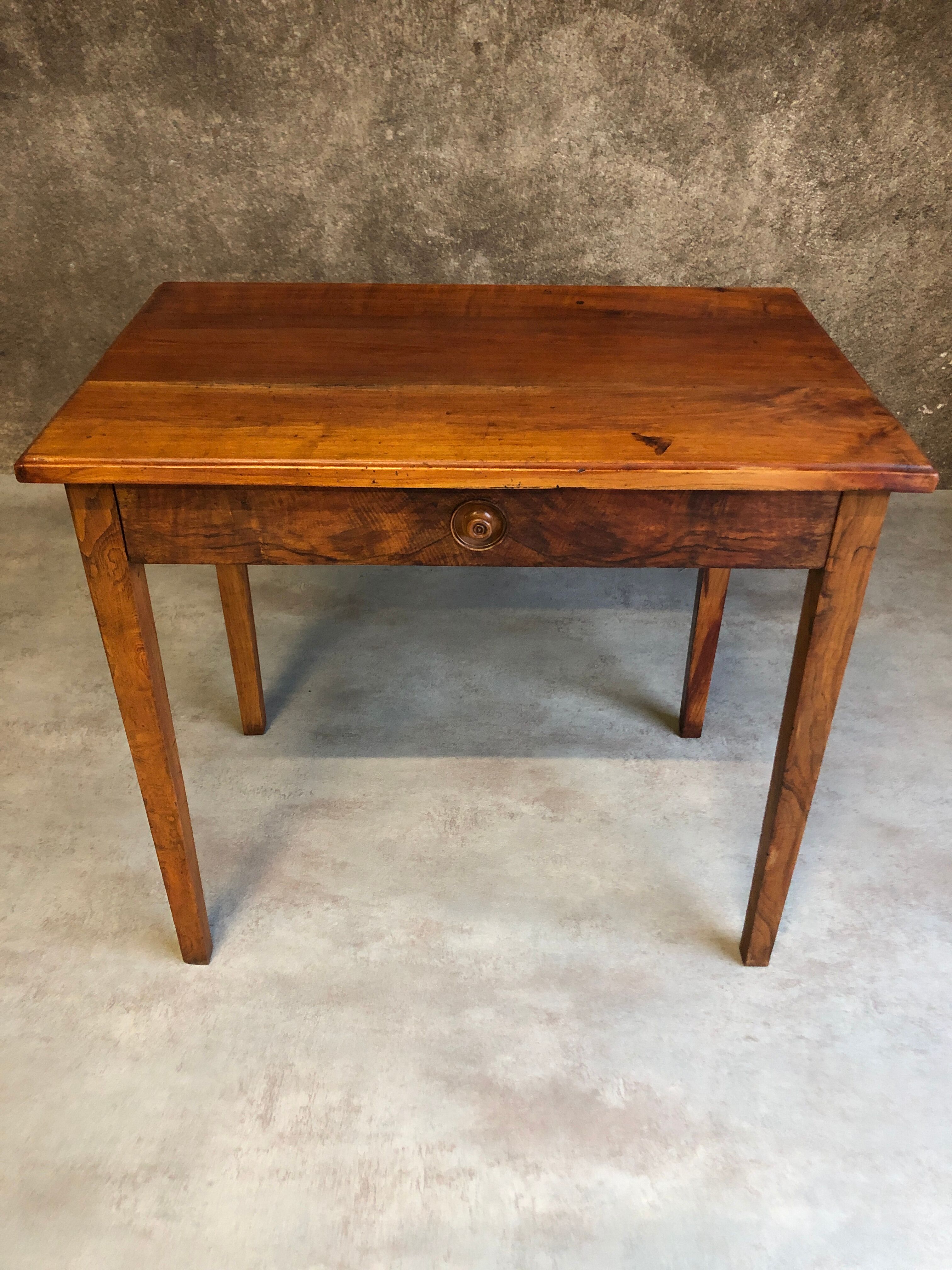 Walnut wood desk with a drawer