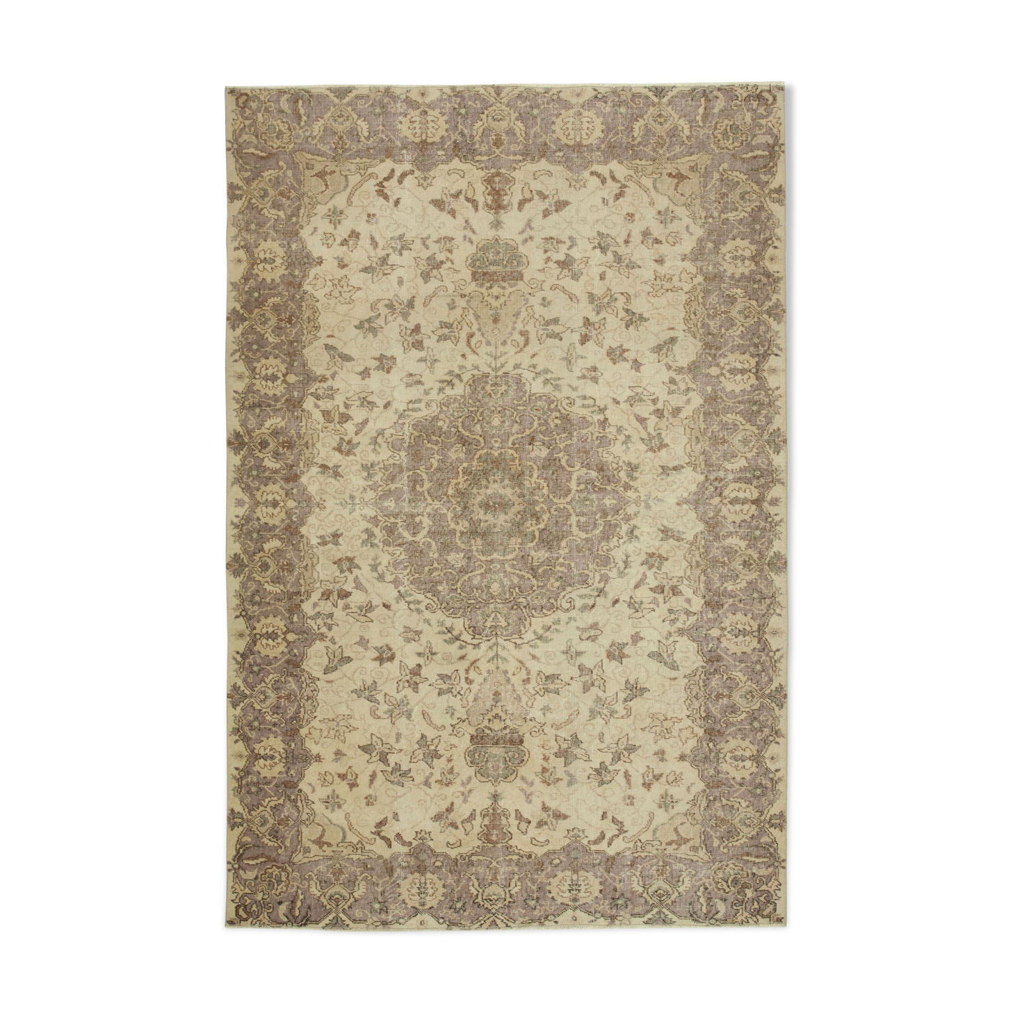 Hand-knotted turkish beige rug 192 cm x 285 cm