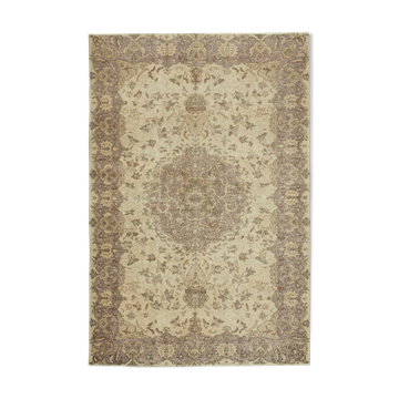 Tapis beige turc noué à la main 192 cm x 285 cm