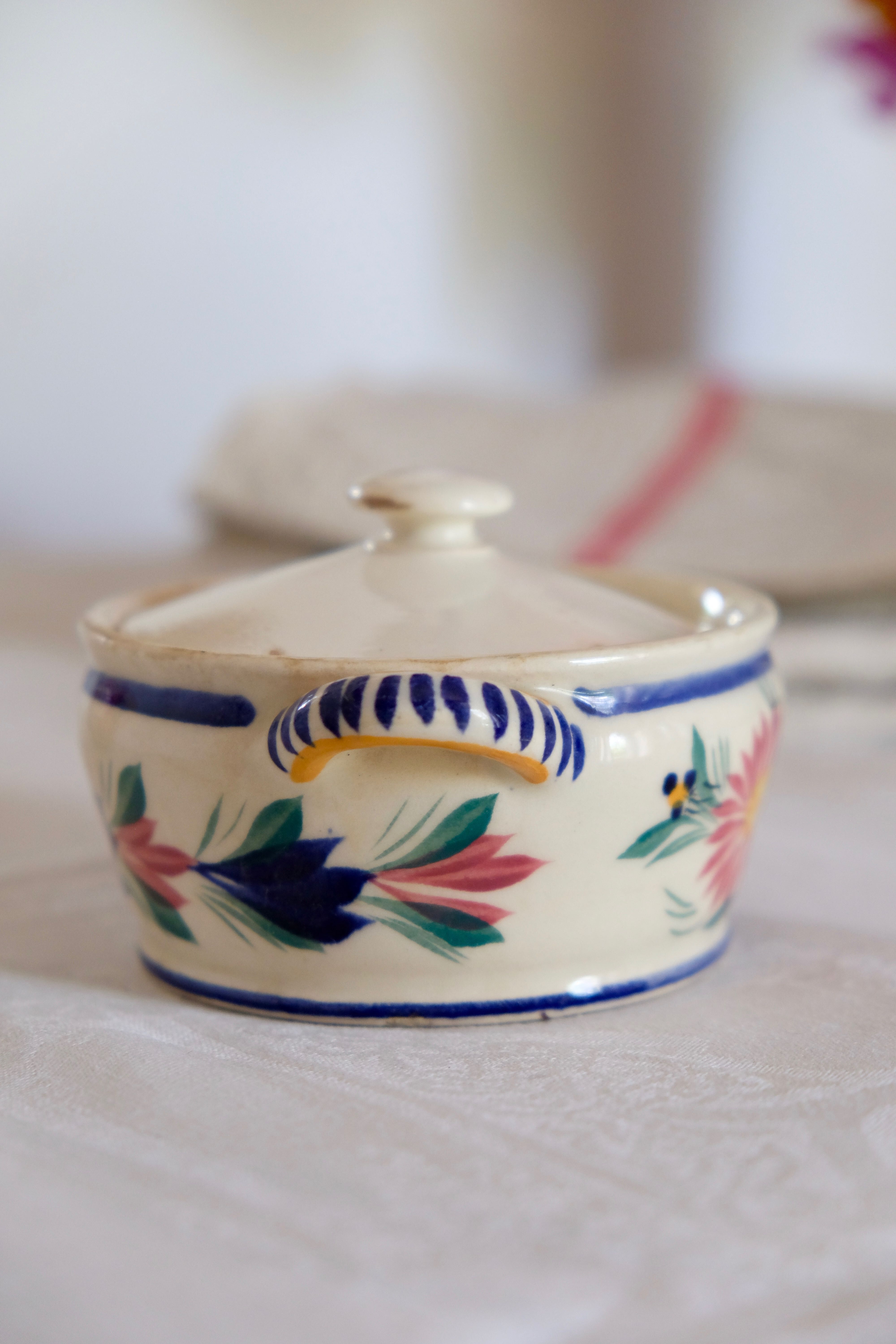 Pot à sucre sucrier faïence Quimper antique