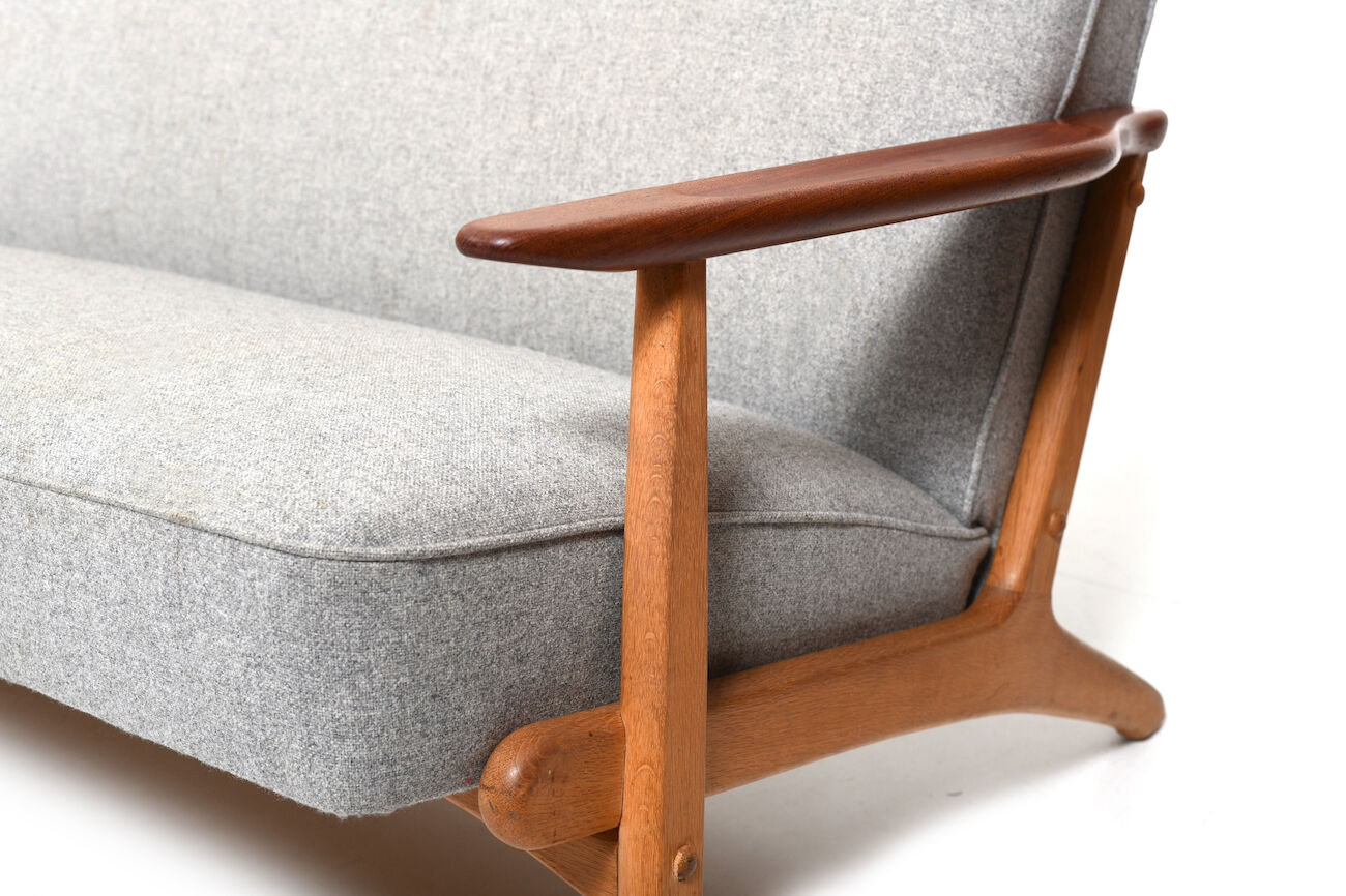 1950s danish 3-seater sofa in solid oak and teak