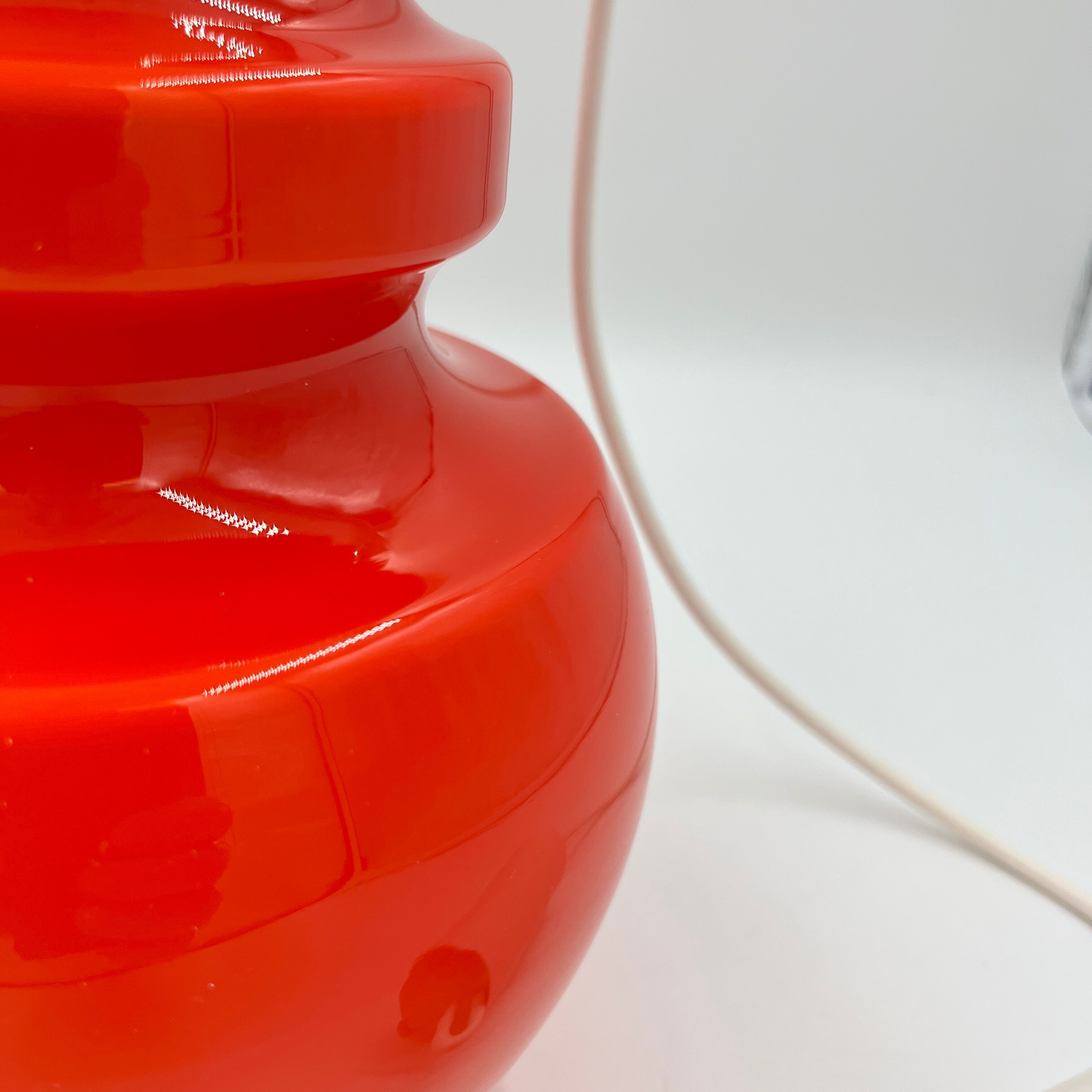 Orange opaline hanging lamp