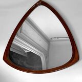 Important Miroir Triangulaire en Teck, Design Scandinave, Circa 1950