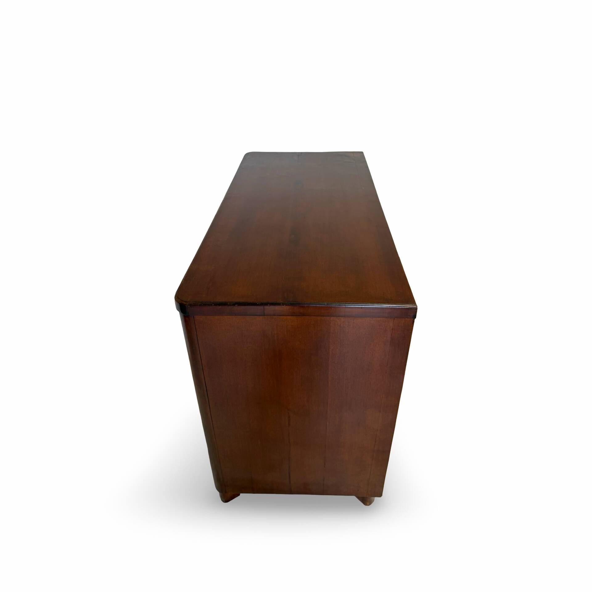 Italian art deco burl walnut chest of drawers, 1850s.