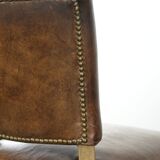 Set of 4 vintage cowhide and wooden dining chairs