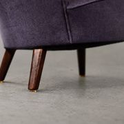 Vintage Mid-Century Scandinavian Modern Oak & Purple Fabric High Back Wing