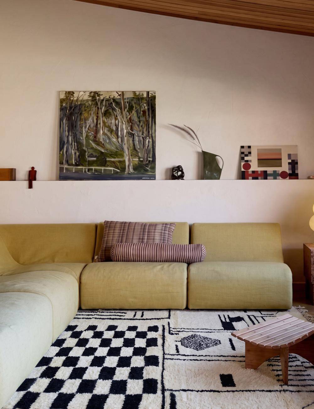 Tapis noir et blanc contemporain -  300 x 210 cm