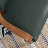 Bridge armchair in green moleskin