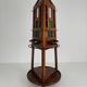 Porte-manteau / porte-parapluies Art Déco en chêne unique – Design obélisque des années 1920 avec vitrail