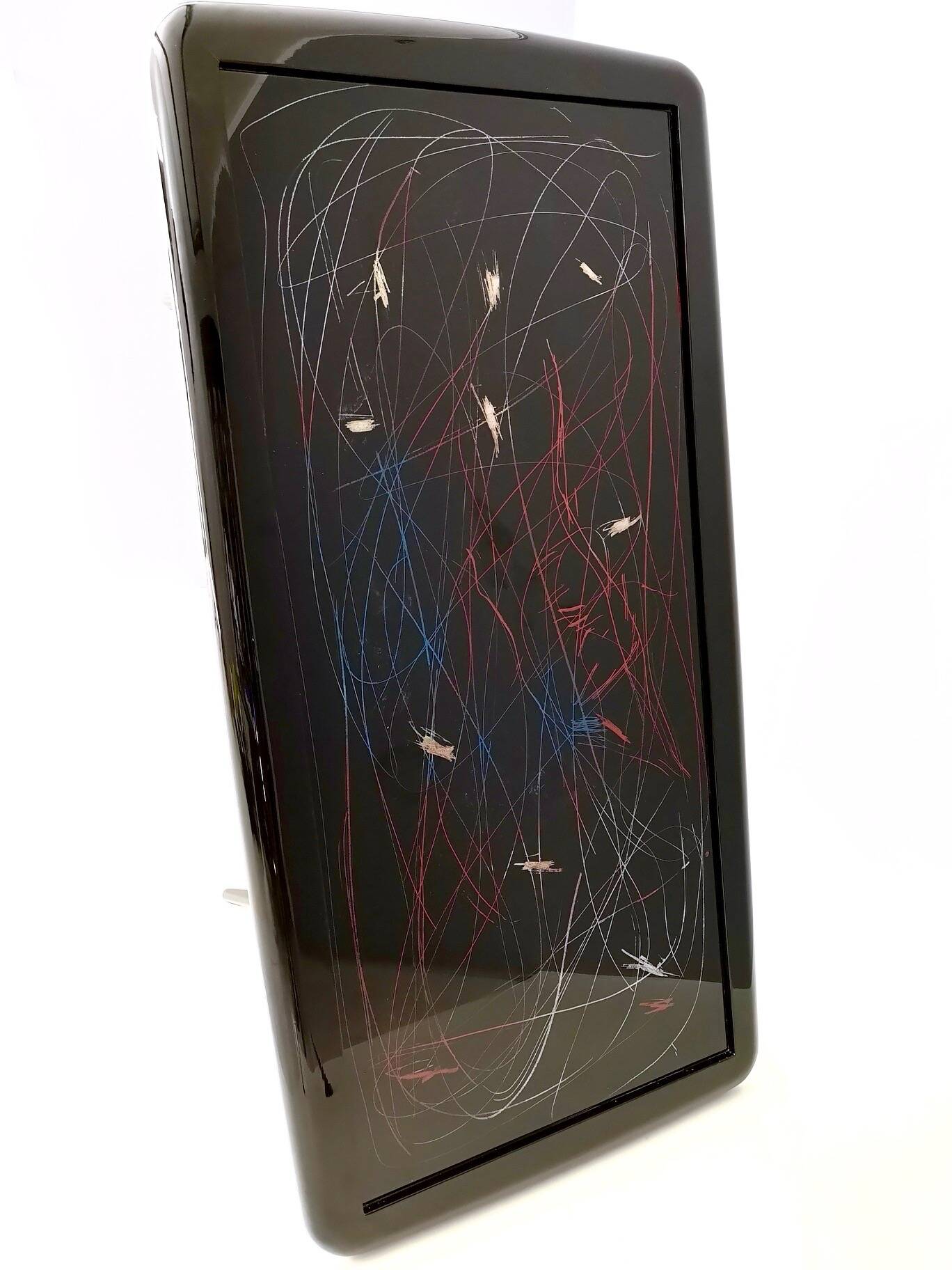 1950s Style Dining Table with Glass Top Lacquered by Enzio Wenk, Italy, 2019