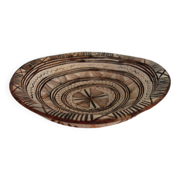 Ancien plat traditionnel en poterie du rif, Maroc
