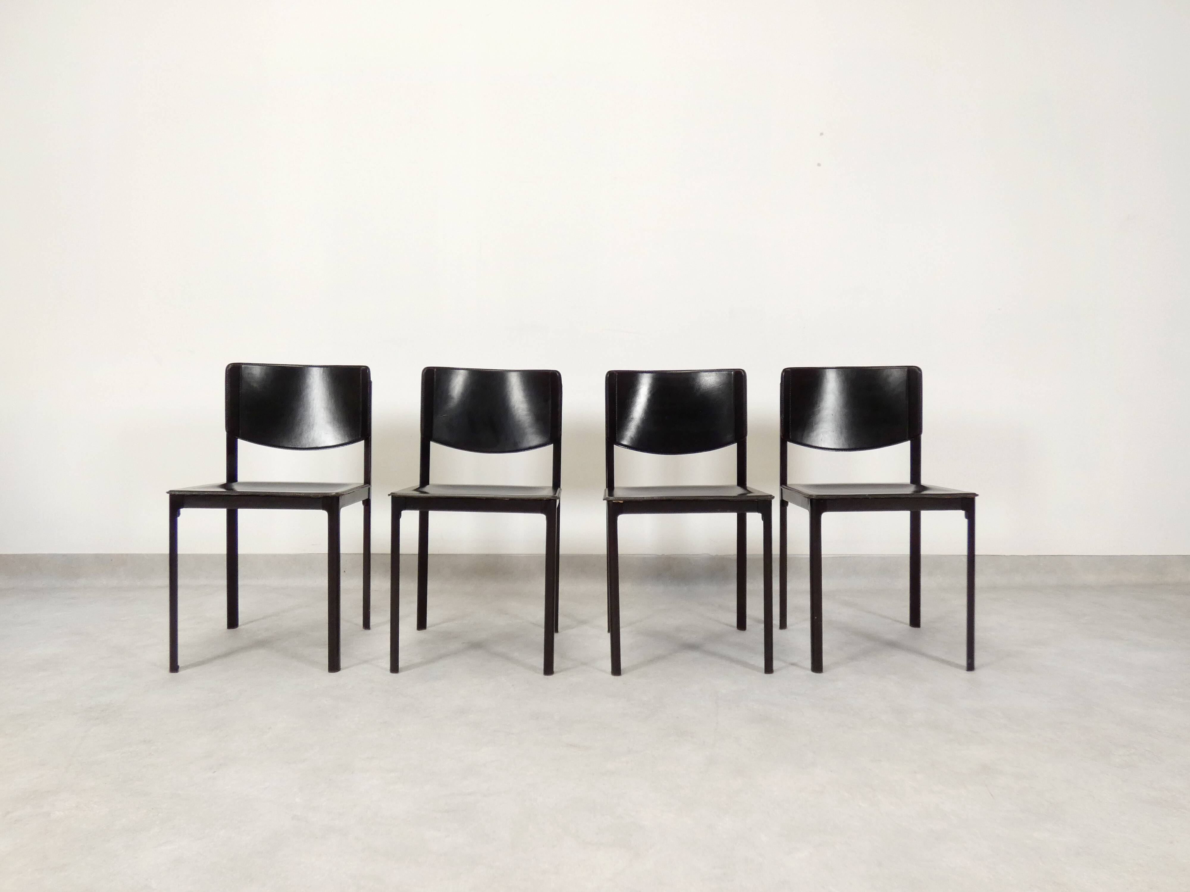 Matteo Grassi black leather dining chairs