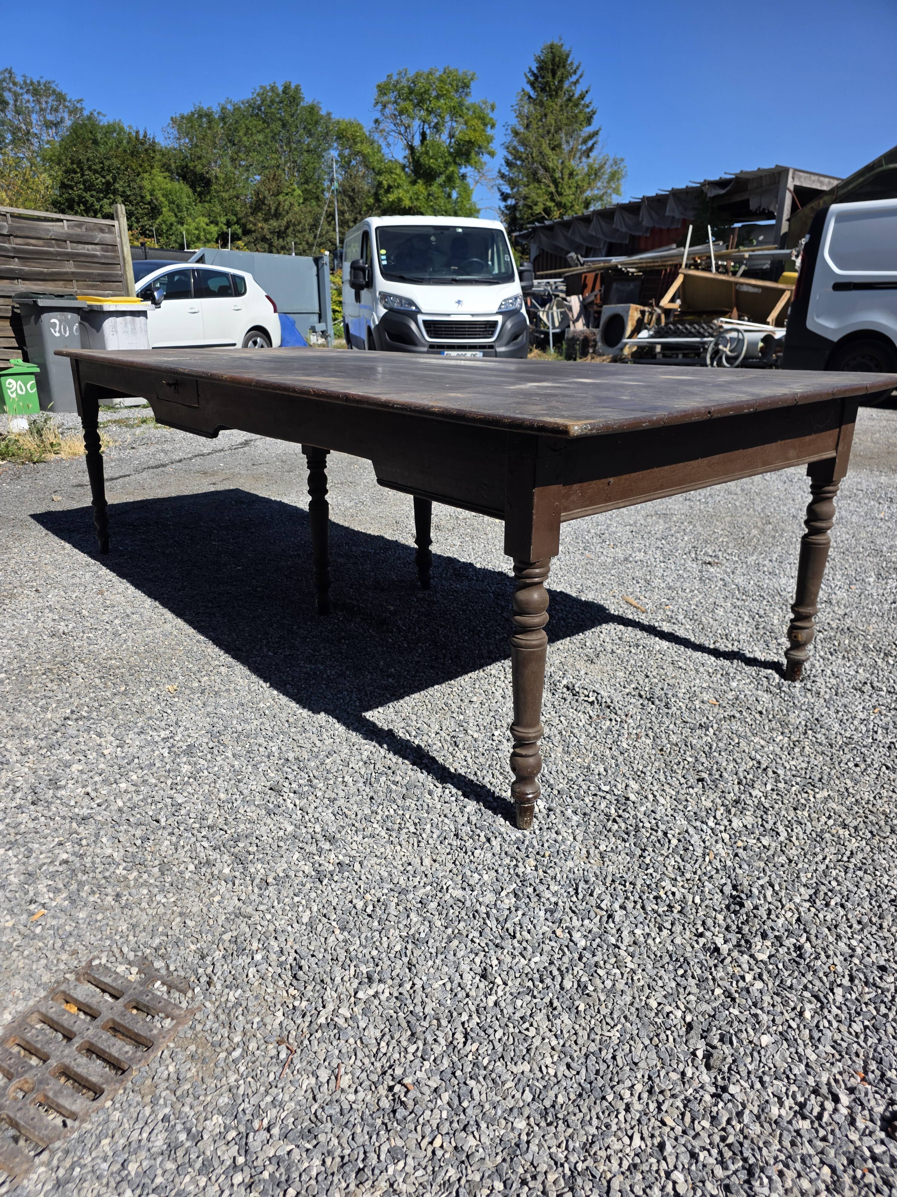 Table de ferme ancienne XXL , 268 × 110cm