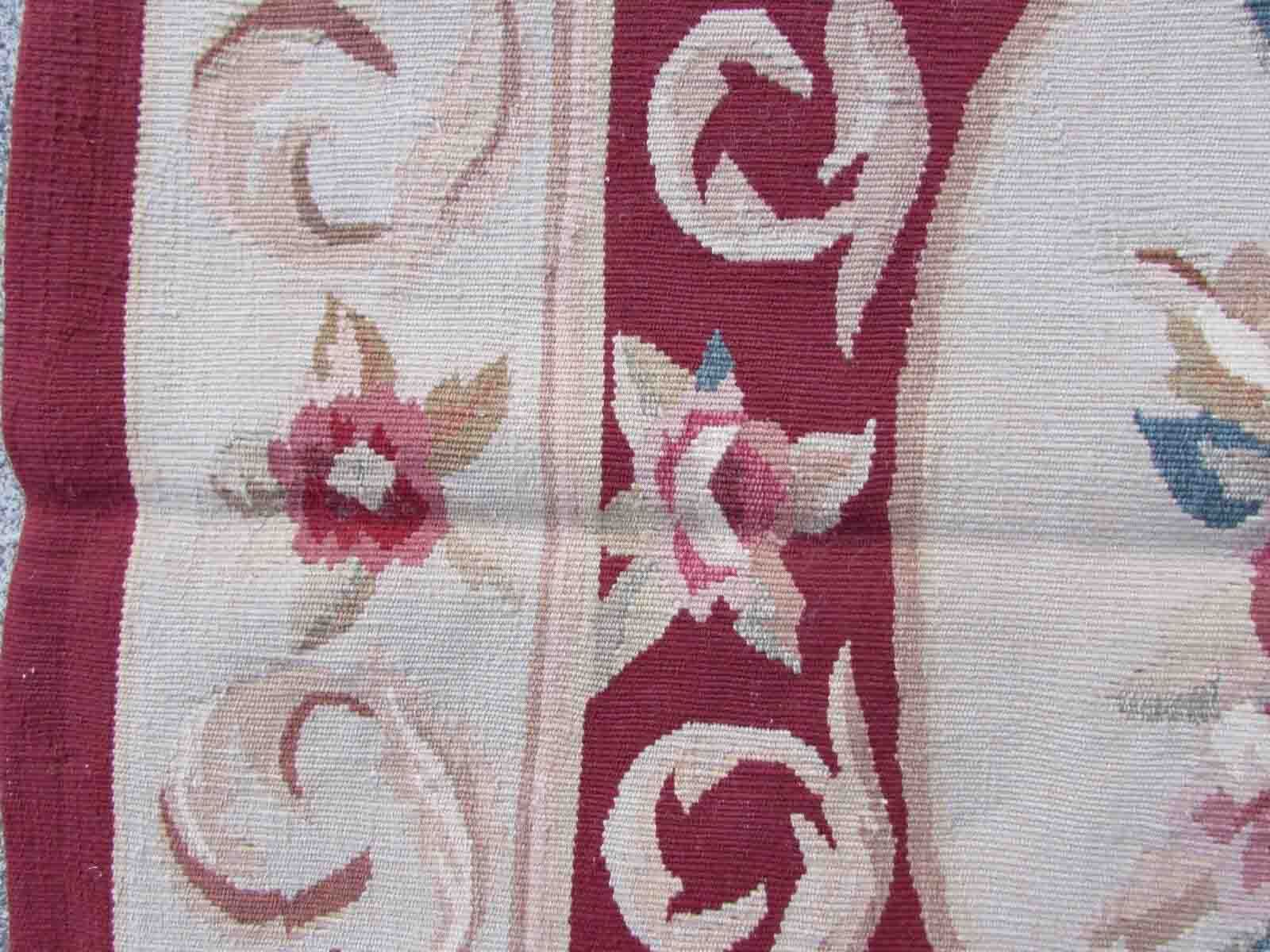 Vintage French carpet Aubusson handmade 79cm x 145cm 1970s