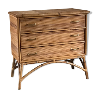 Commode en rotin des années 50