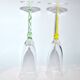 Murano set of 2 yellow green filigree glass champagne flutes