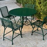 Garden furniture - 4 Arras chairs, 1 Arras round table - Dark green