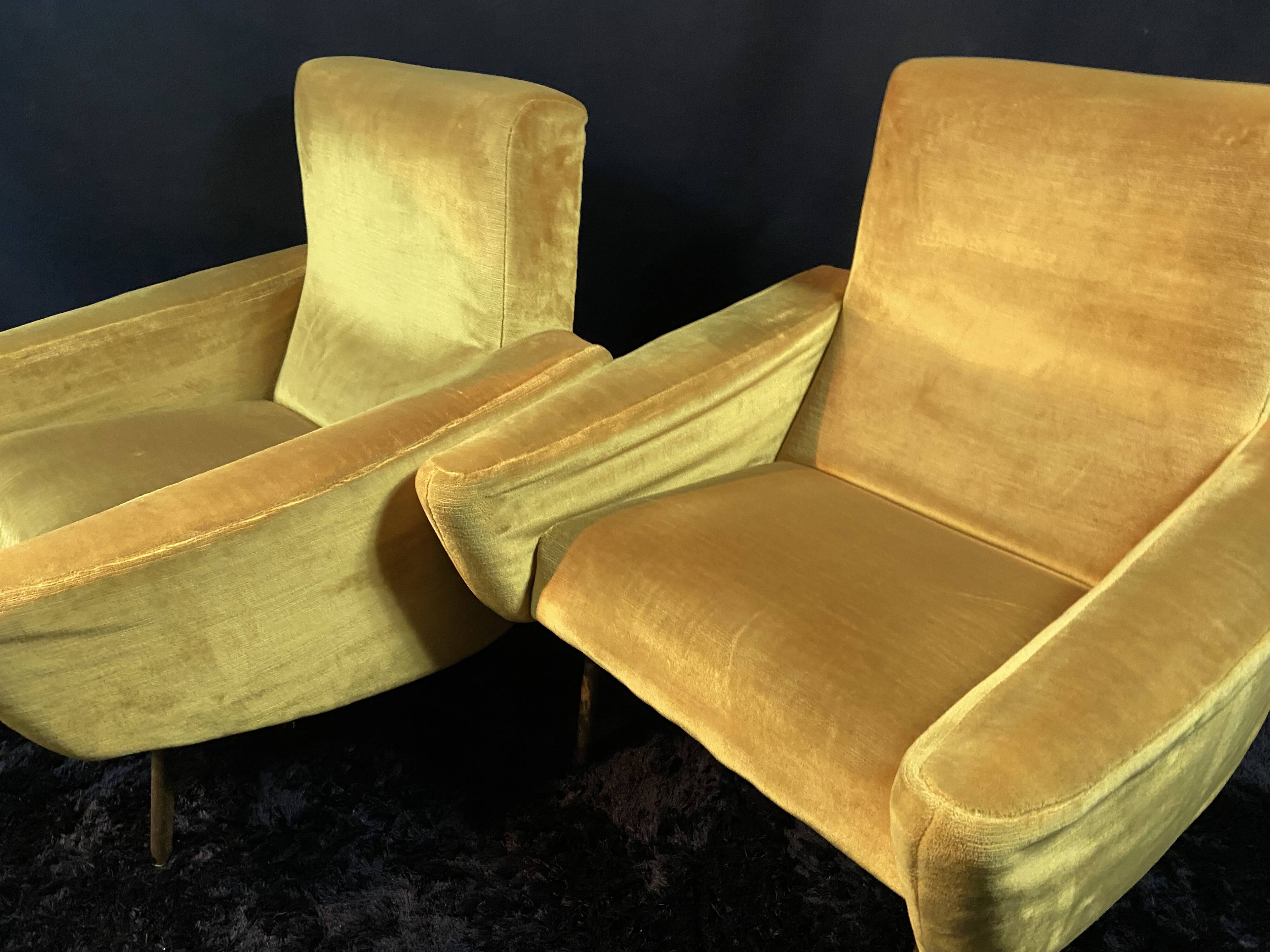 Pair of designer armchairs 1955-60 Louis Paolozzi for Brandt Zol Steiner