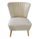 Vintage beige and cream cocktail armchair in fabric and eco-leather on a wooden frame — 1960s.