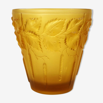 Art nouveau planter in amber glass by josef inwald barolac, 1930s