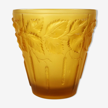 Jardinière art nouveau en verre ambré par josef inwald barolac, années 1930