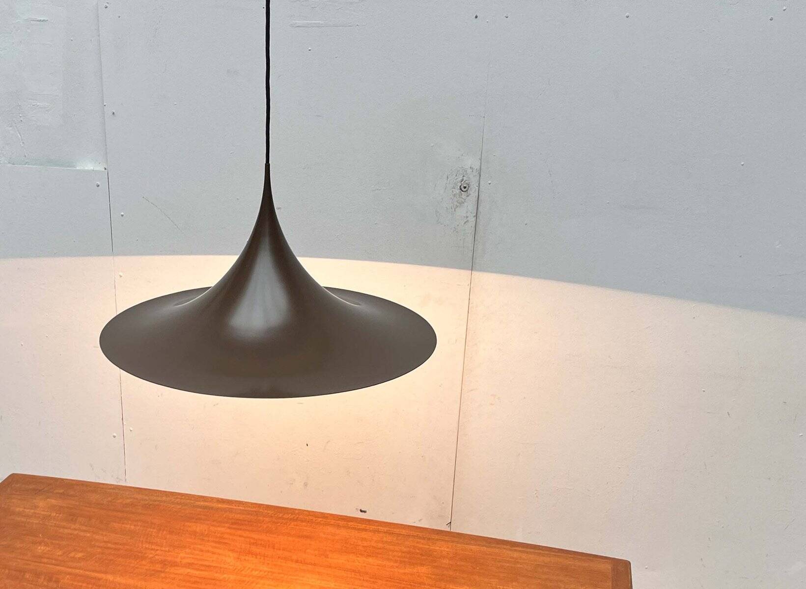 Mid-Century Modern Space Age Danish Brown Semi Pendant Lamp by Claus Bonderup and Torsten Thorup for Fog & Mørup, 1960s