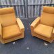Pair of armchairs from the 70s in ochre velvet