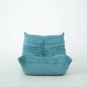 Togo set of armchair and pouf in light blue corduroy