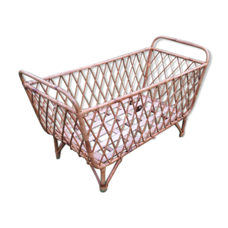 Vintage rattan baby cot