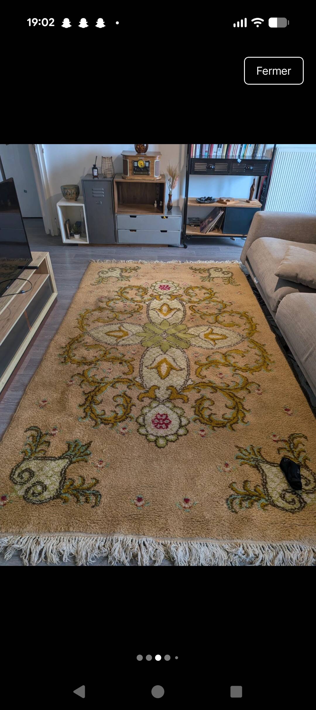 Vintage Moroccan medallion rug in pure wool – 293 x 180 cm