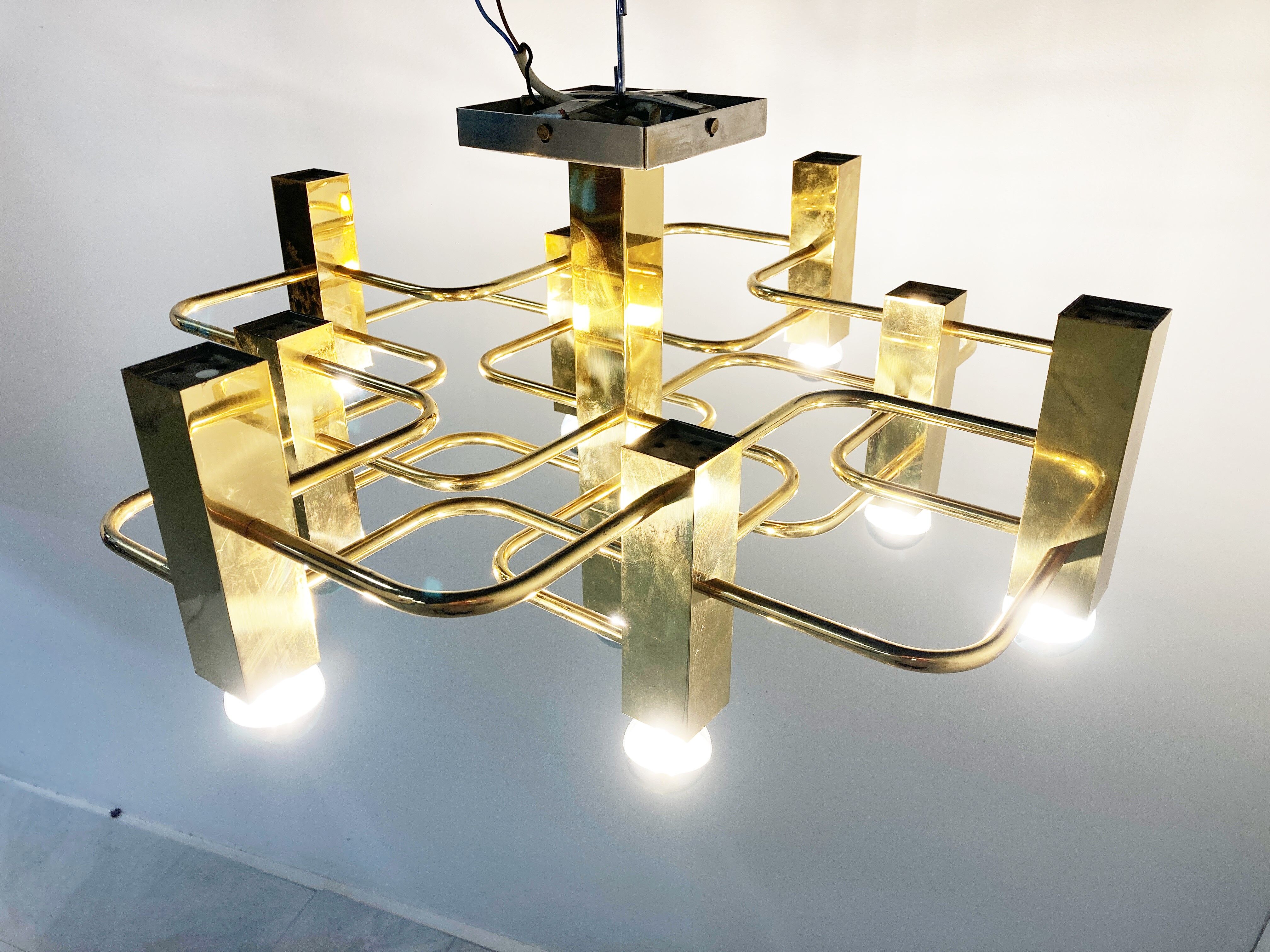 Brass chandelier from Sciolari, 1970s