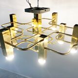 Lustre en laiton de chez Sciolari, années 1970