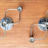 Chrome ceiling or wall lamp Space Age by Gaetano Sciolari for Leola, Germany, 1970s, set of 2