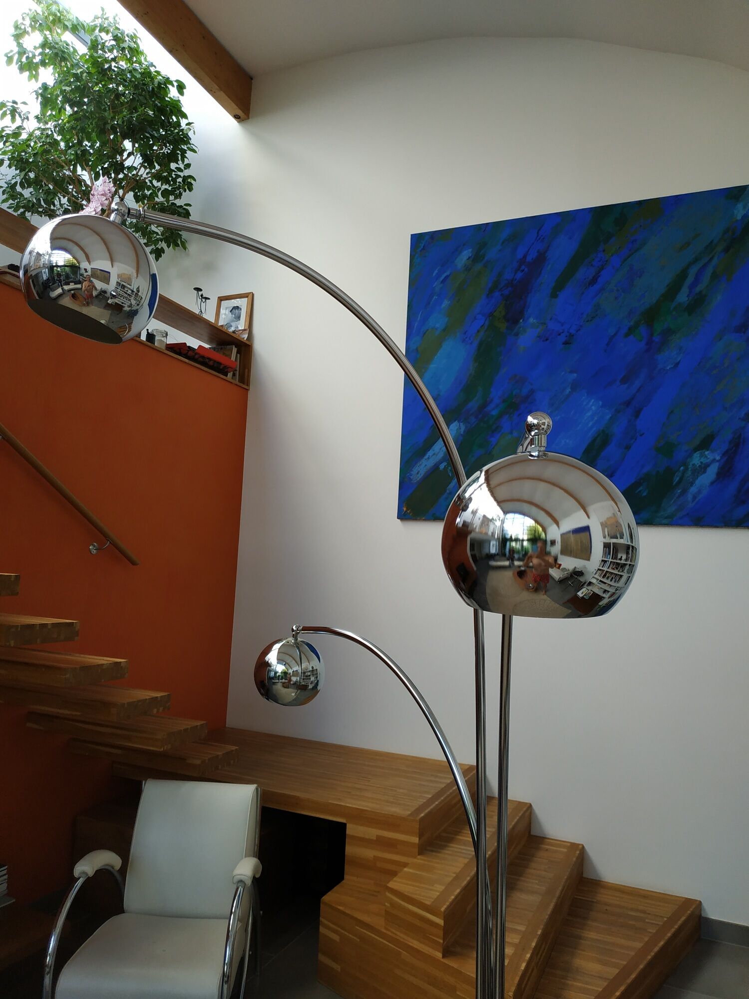 Floor lamp "Lily of the valley" by G. Reggiani in chromed metal 70s