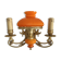 Double wall light in brass and orange opaline, 1960s.
