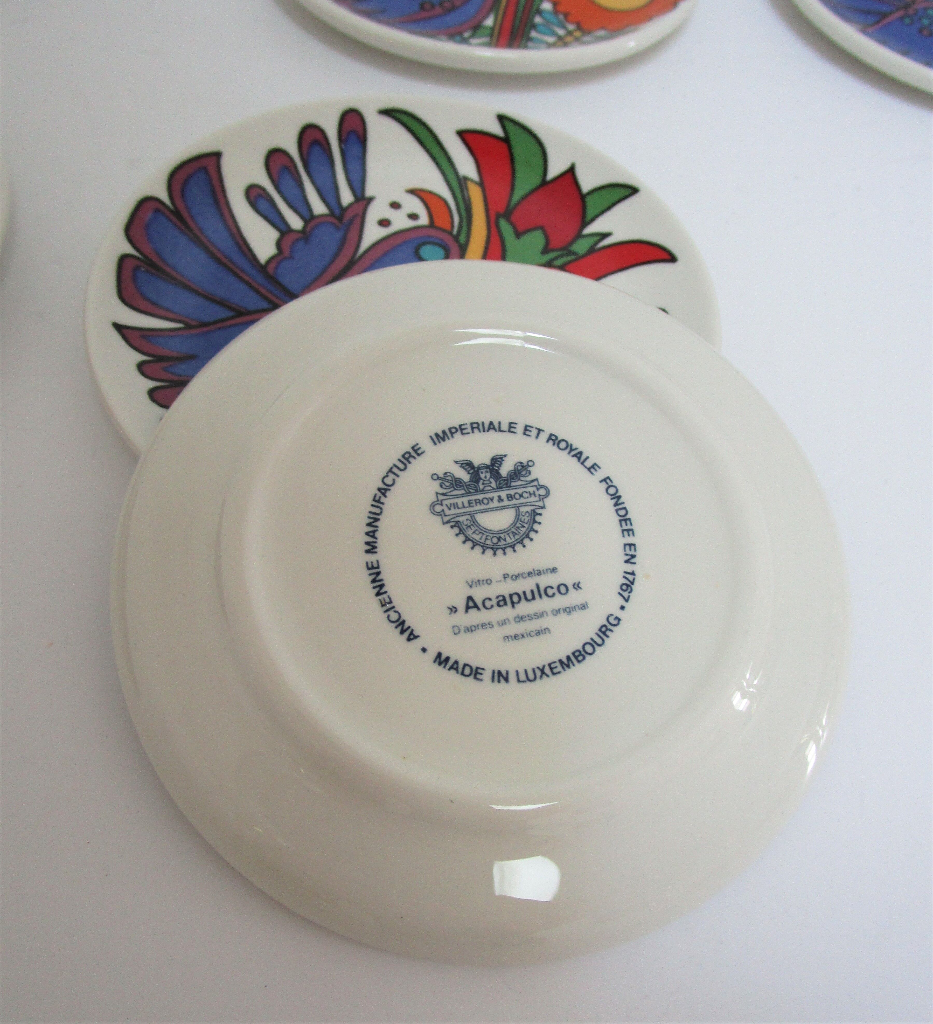 Six butter plates Acapulco Villeroy and Boch 70s