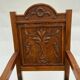 Pair of armchairs trone XIX eme neo gothic sculpts leather seat