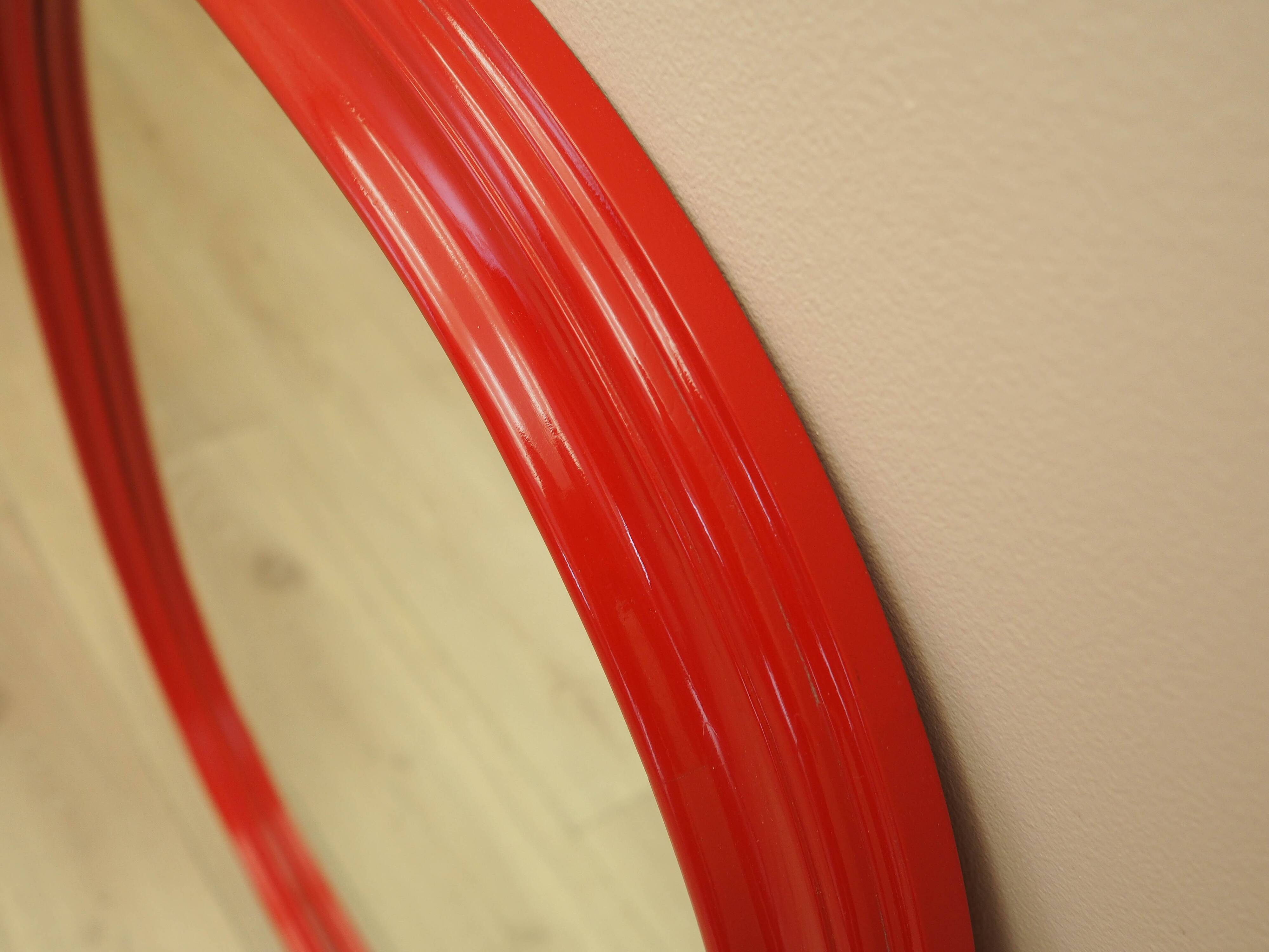Mirror in a red frame, Danish design, 1970s, made in Denmark