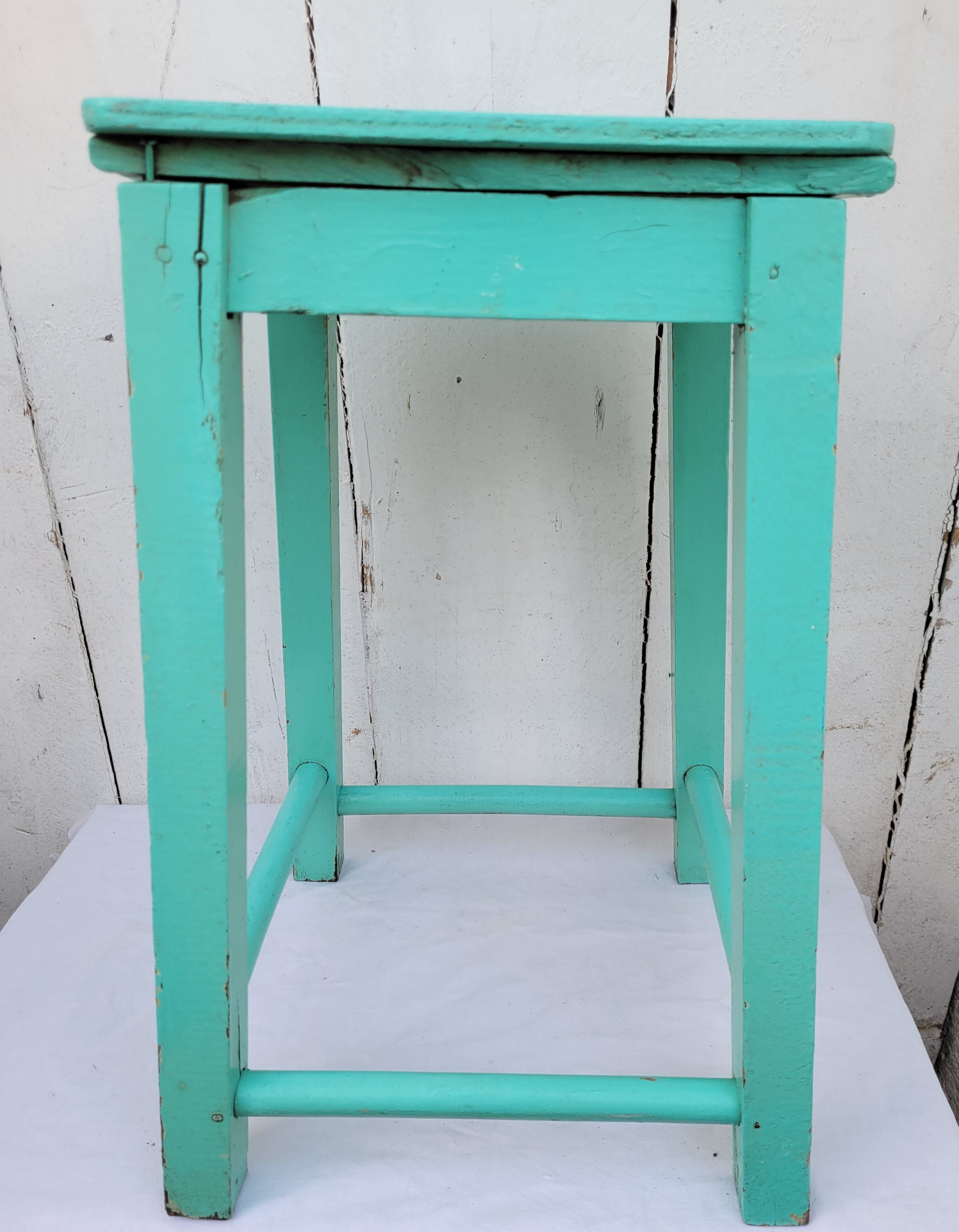 Blue wooden stool