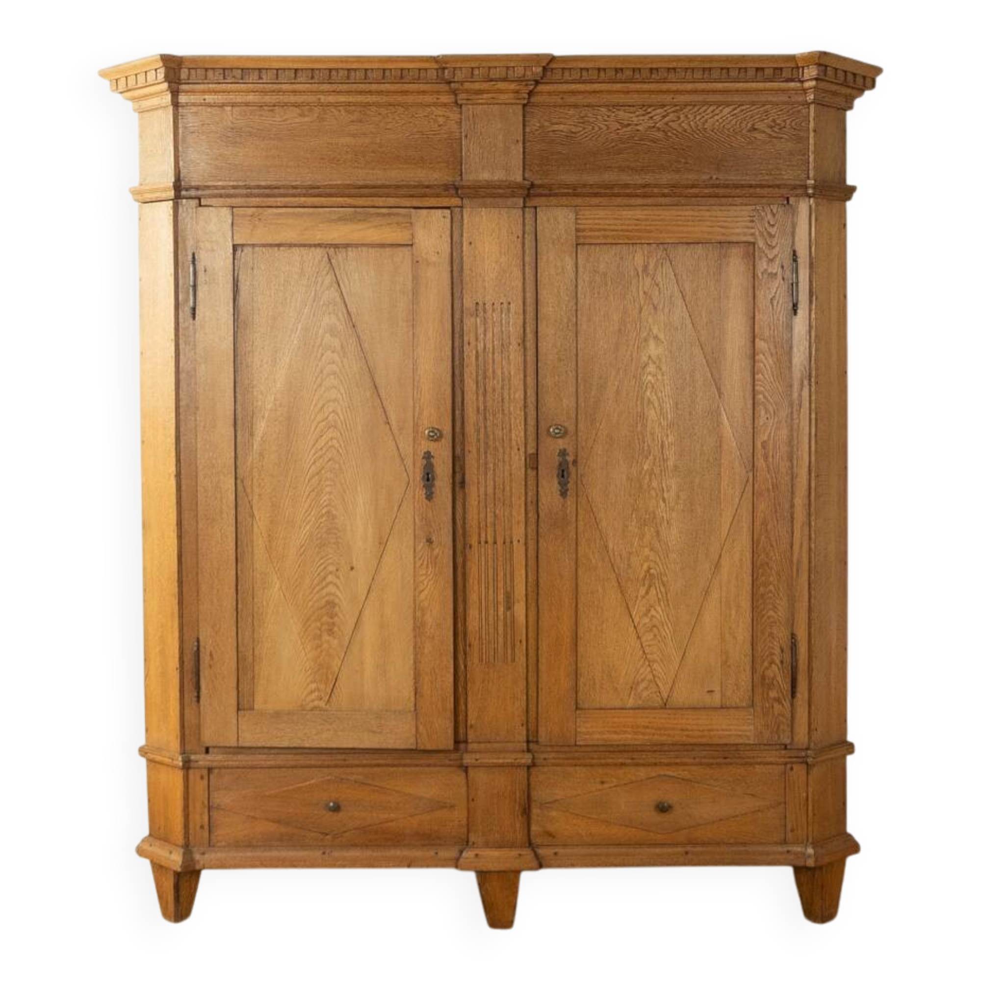 Classicist wardrobe from around 1840, solid oak, Austria