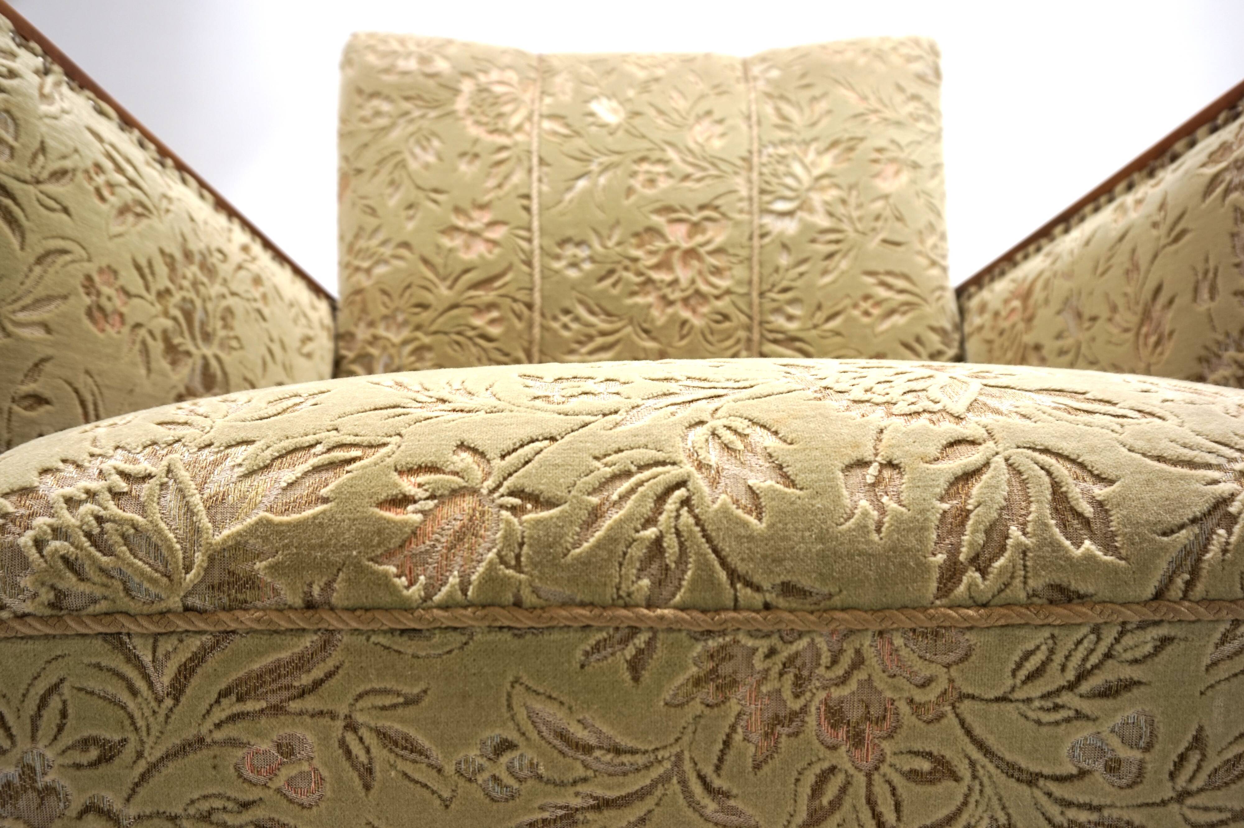 Fauteuil de salon Art Déco en jacquard de velours, 1930
