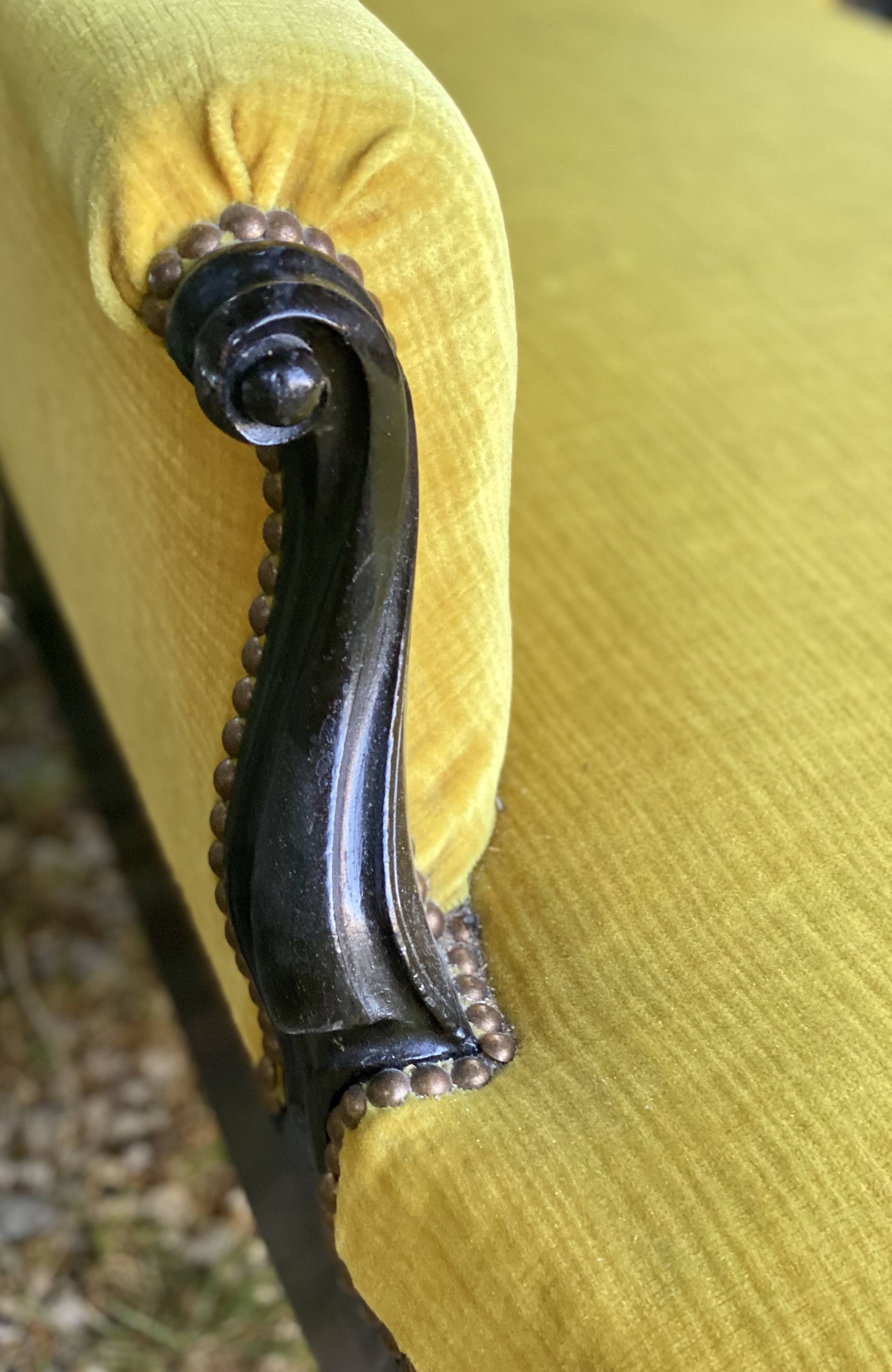 Méridienne XIXé bois laqué noir
